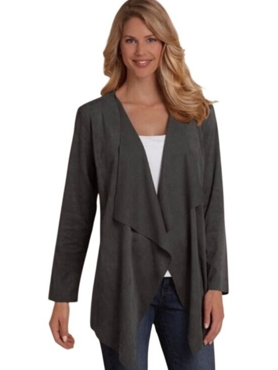 Soft Surroundings Sweaters - Soft Surroundings Women's Draped Cardigan XL Faux Suede Fall Fashion Open Front